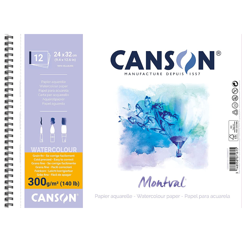 Canson Montval 300 Gsm 24 X 32 Cm Album Of 12 Fine Grain Sheets