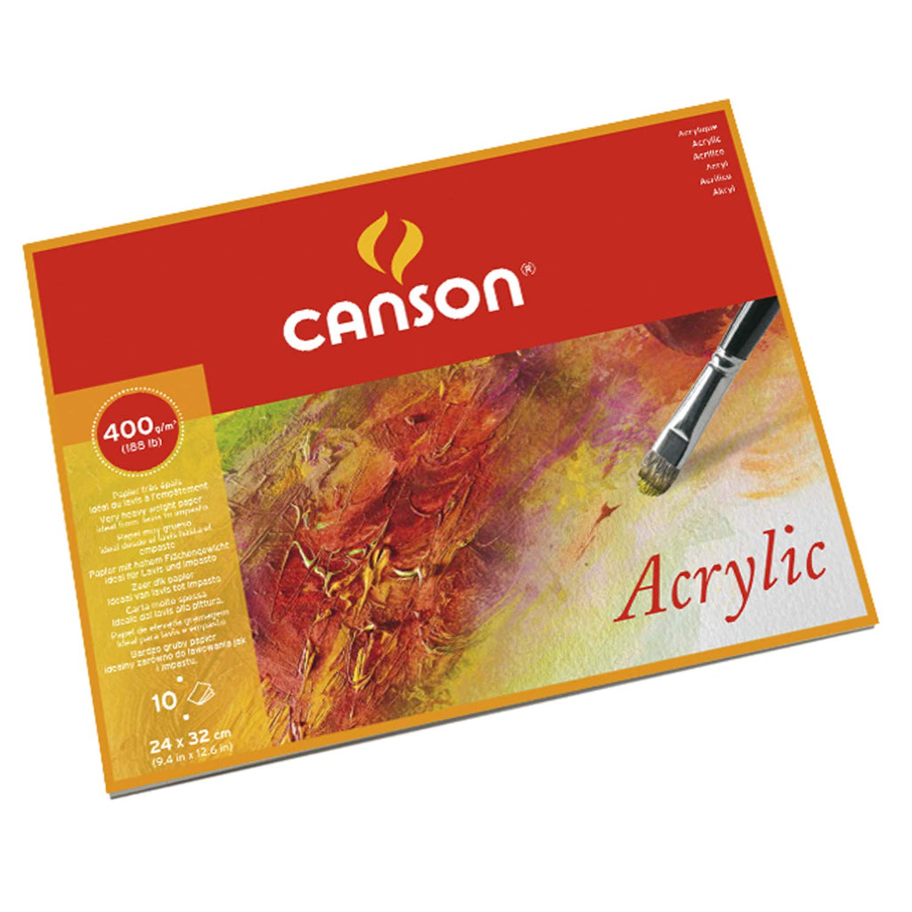 Canson Acrylic 24X32cm Natural White 400 Gsm Painting Paper- Glued On 4 Sides Block Of 10 Sheets)