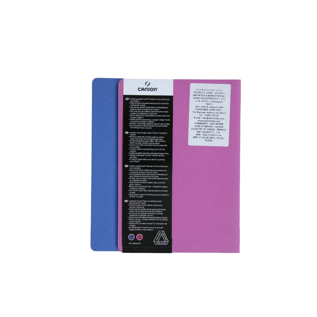 Canson Inspiration 96 Gsm Light Grain A5 Hardbound Books (Pack Of 2- Ultramarine & Violet- 30 Sheets)