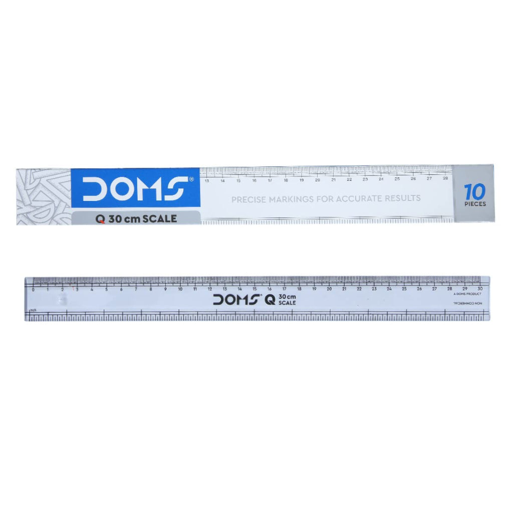 Doms Q Series 30Cm Superior Quality Transparent Scale (Pack Of 10)