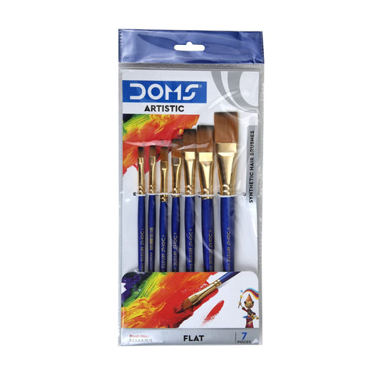 Doms Synthetic Paint Brush Set (Flat- Pack Of 7 X 1 Set)