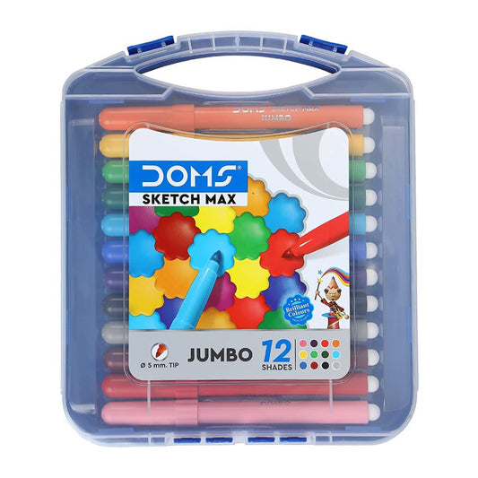 Doms Sketch Max Jumbo Pen - 5Mm Tip - 12 Shades - With Carry Case