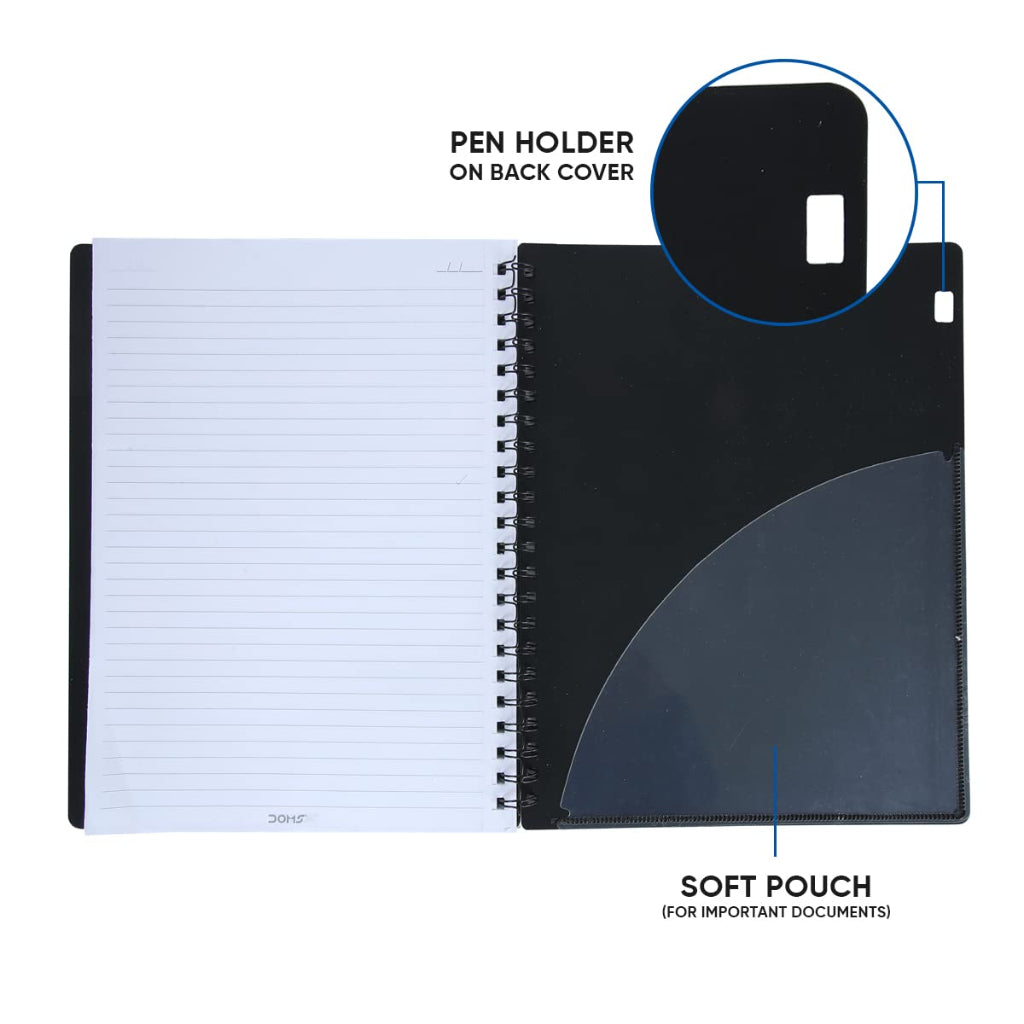 Doms 70GSM 1 Subject Ruled Wiro Binding Notebook - 160 Pages, Pack of 1