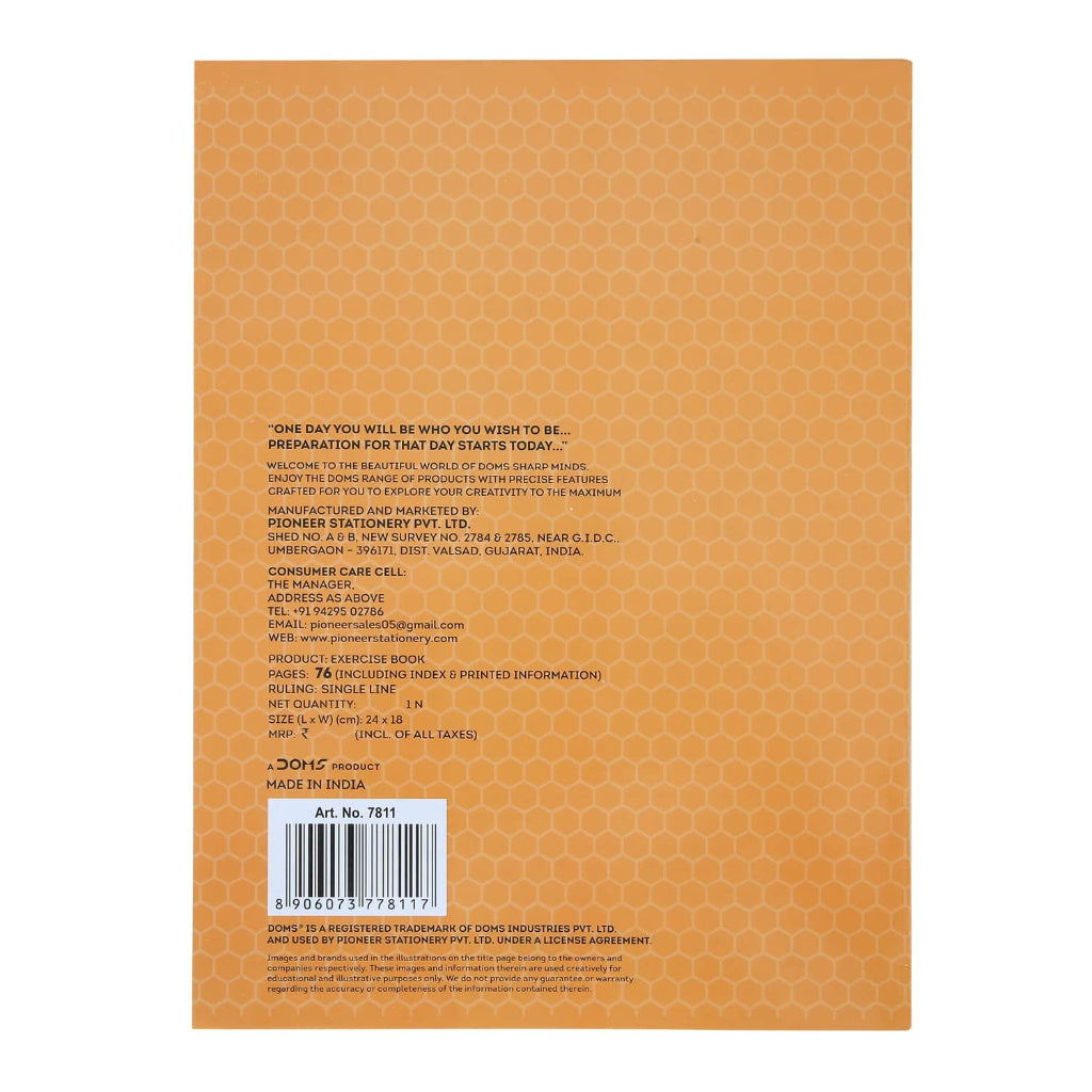 Doms Brown Cover Notebook | A5 | Single Line | 57Gsm | 76 Pages | 18 X 24 Cm | Pack Of 1 | For School- College And Office Use