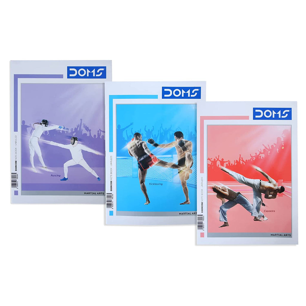 Doms  Martial Arts Series Notebook | A4 | Unruled | 57Gsm | 108 Pages | 21 X 29.7 Cm | Pack Of 1 | For School- College And Office Use