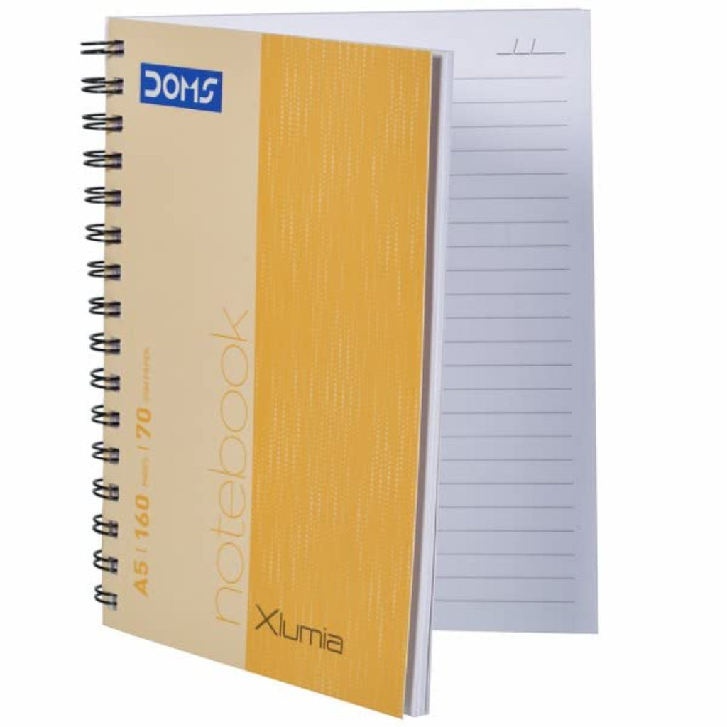 Doms 70GSM A5 Single Line Book Wiro Bound Xlumia Series Wiro Notebook - 160 Pages, Pack of 1