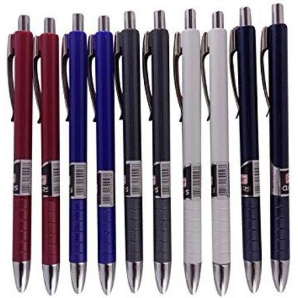 Flair Clickers Retractable Ball Pen 10 Pcs Wallet Pack - Blue Ink