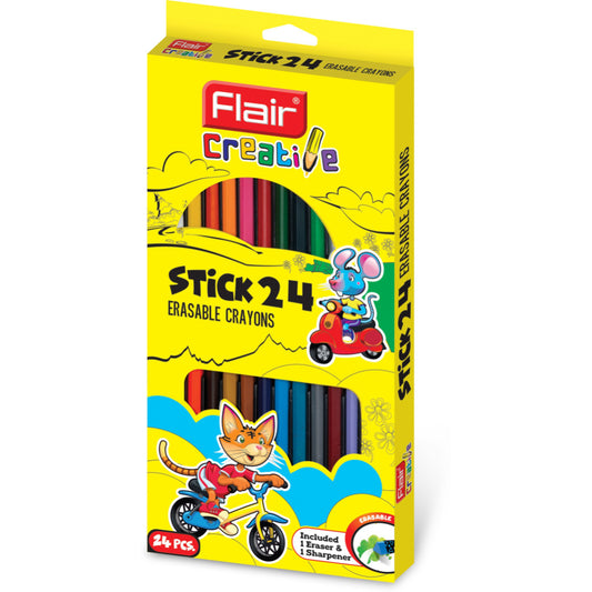 Flair Creative Erasable Stick Jumbo Crayons 24N