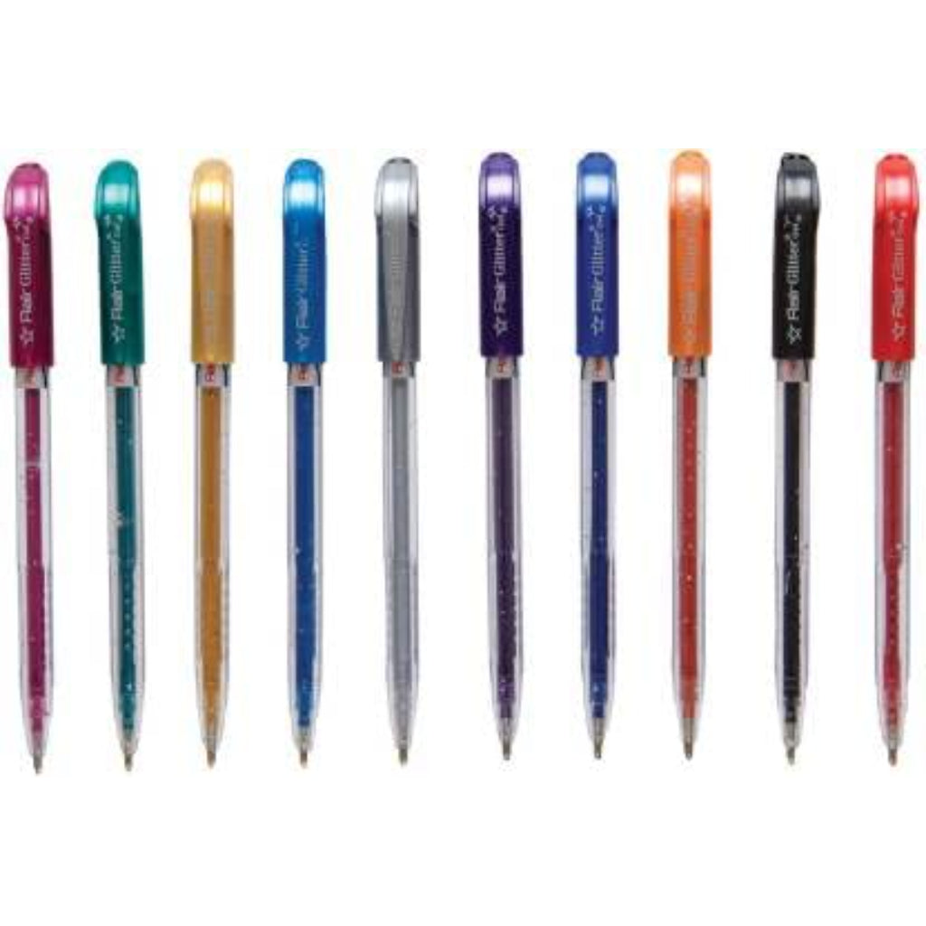 Flair Glitter Gel Pen 10 Pcs Pouch Set Assorted