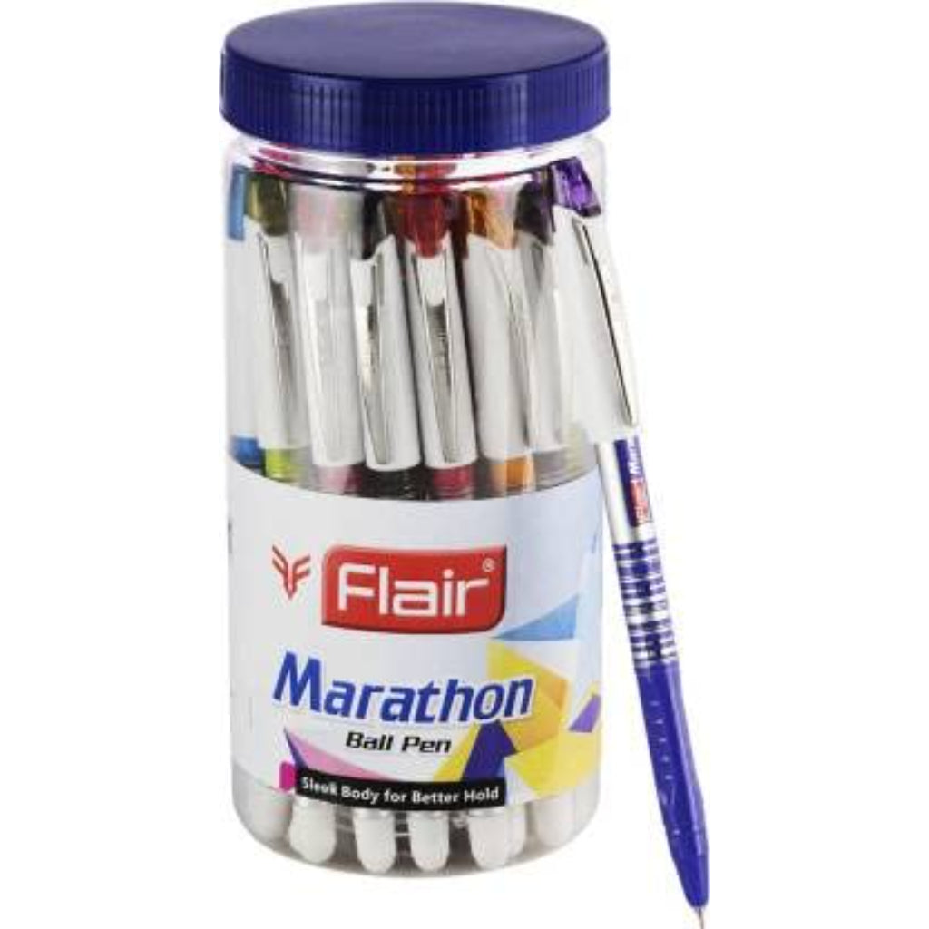 Flair Marathon Ball Pen 25 Pcs Jar Set Blue