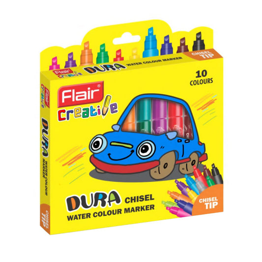 Flair Creative Series Dura Chisel Water Colour Marker - Set Of 10 Vivid & Bright Ink Colors