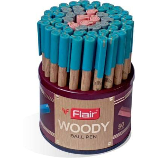 Flair Woody Ball Pen 50 Pcs Stand Assorted