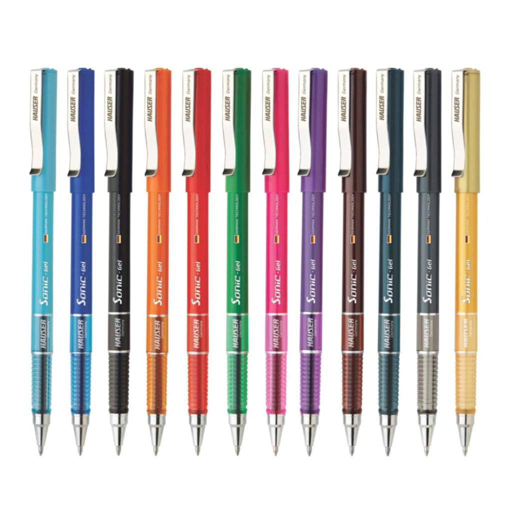 Hauser Sonic 0.5mmMulticolor Gel Pen With Hard Box Case - 12 Colors