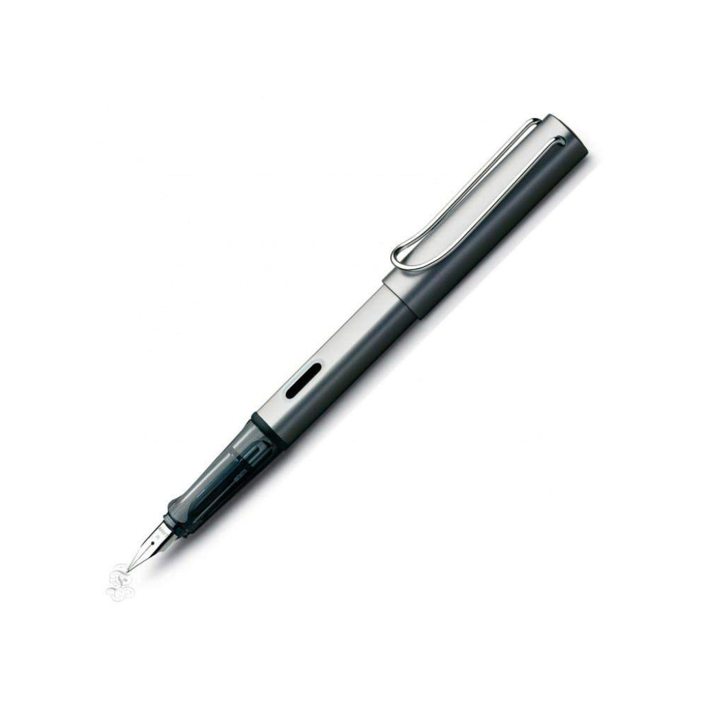 LAMY Al-Star Medium Tip Fountain Pen | Aluminium, Dark Blue Anodized | Steel Nib, Polished | With Ink Cartridge T 10 Blue | With Converter Filling System