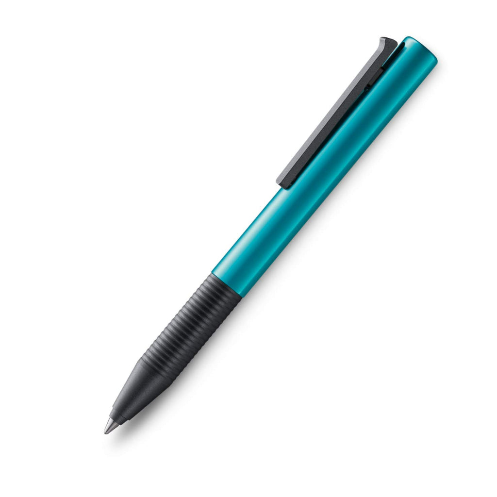Lamy Tipo Medium Tip Roller Ball Pen | Capless Rollerball Pen | Aluminium Turmaline Anodised | Fittings - Plastic Black | Smooth Refillable Pen with Refill Lamy M 66 M Black