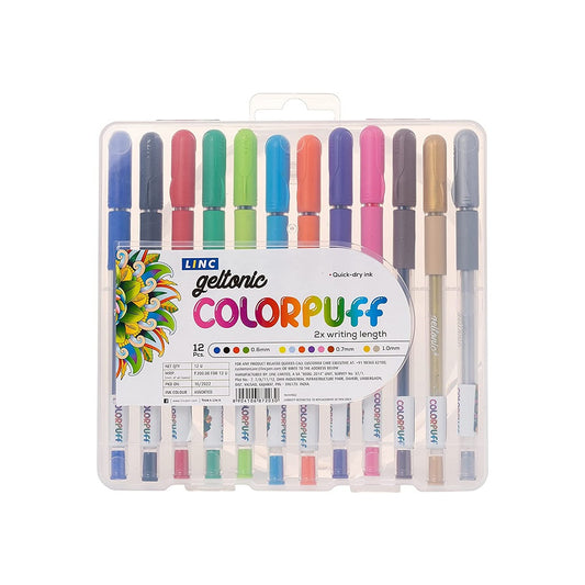 Linc Geltonic 0.6mm Colorpuff Multicolor Gel Pen With Hard Box Case