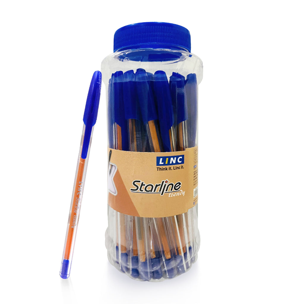 Linc Starline Trendy Ball Pens Jar (Blue Ink, Pack Of 25)