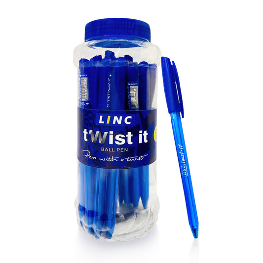 Linc Twist It Ball Pens Jar (Blue Ink, Pack Of 25)