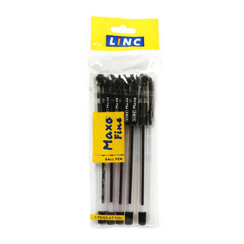Linc Maxo Fine Ball Pen- Black (5 Pcs)