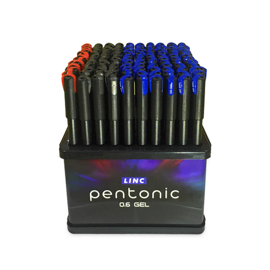 Pentonic 0.6mm Gel Pen - 50 Blue, 30 Black & 10 Red Ink, Pack of 100