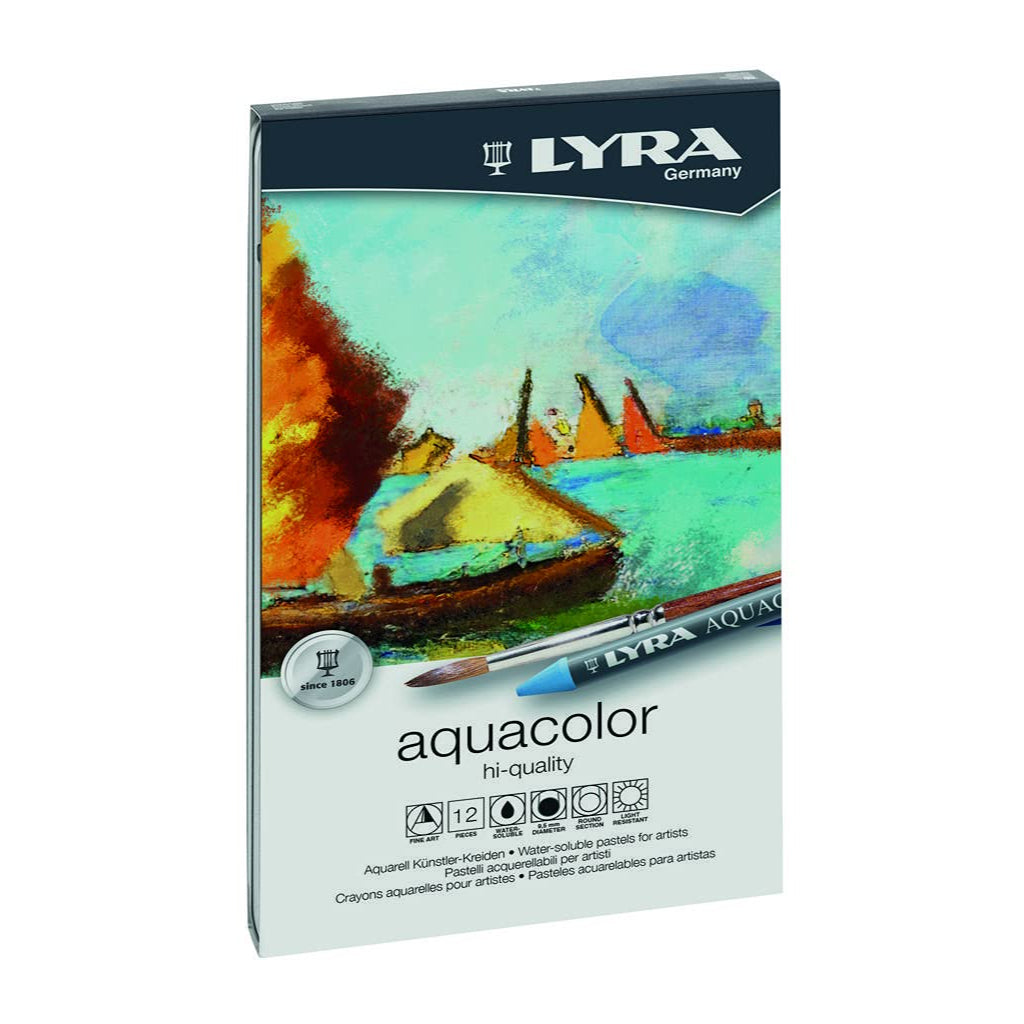 Lyra Aquacolor Watercolour Wax Pastel Crayon Set With Metal Case - Assorted