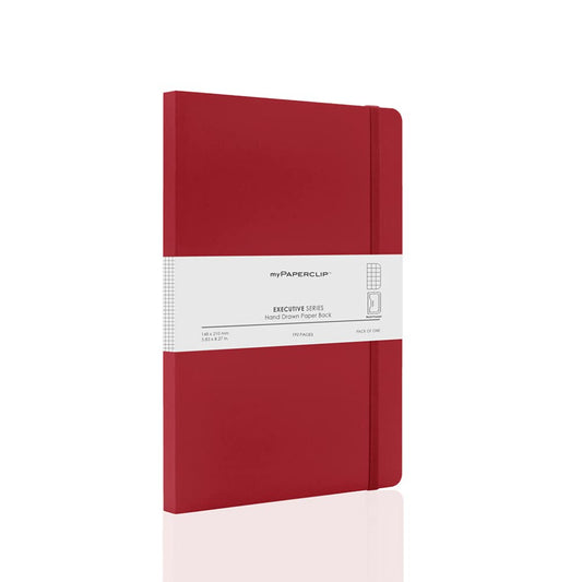 Mypaperclip Executive Series Notebook, A5 (148 X 210Mm, 5.83 X 8.27 In.) Checks, Esx192A5-C Red
