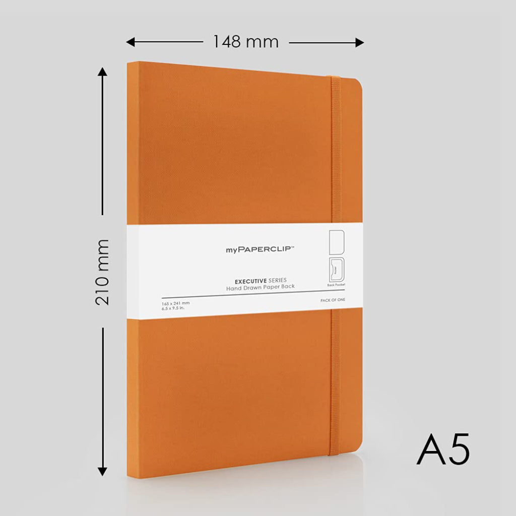 Mypaperclip Executive Series Notebook, A5 (148X 210Mm, 5.83 X 8.27 In.) Plain, Esx192A5-P Orange
