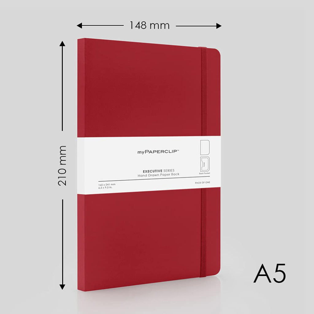 Mypaperclip Executive Series Notebook, A5 (148X 210Mm, 5.83 X 8.27 In.) Plain, Esx192A5-P Red