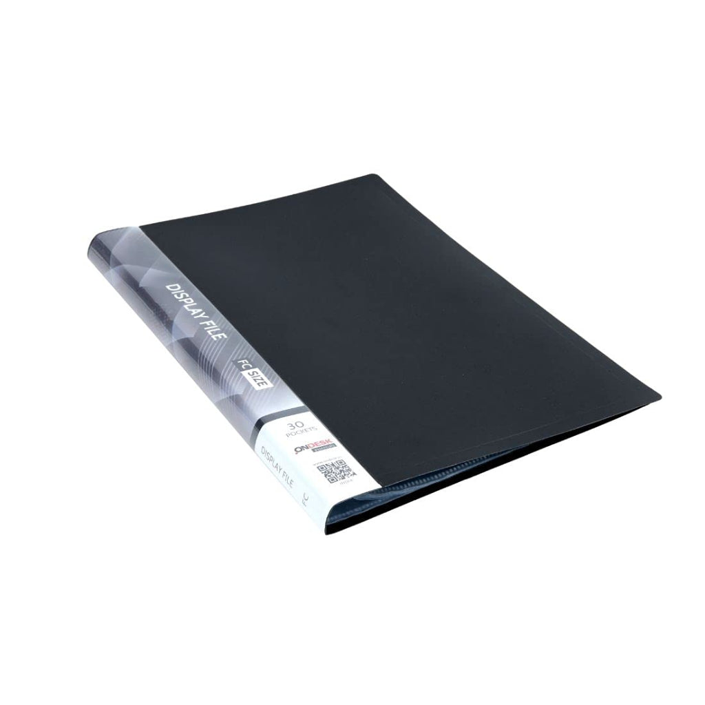 Ondesk Essentials Fc Presentation Display Book File 30 Pockets (Plastic- Black- Pack Of 1)