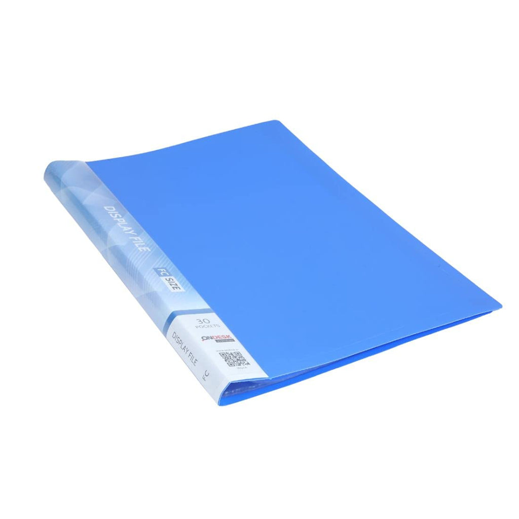 Ondesk Essentials Fc Presentation Display Book File 30 Pockets (Plastic- Blue- Pack Of 1)