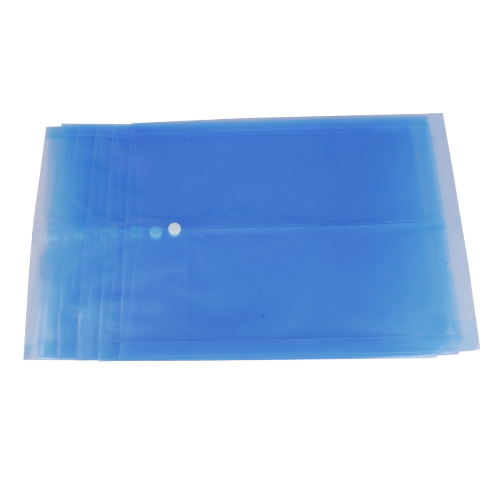 Ondesk Essentials Document Envelop Bag | Durable Plastic Document File Storage Bag With Snap Button | Folder For Fc Size Documents | Blue, Pack Of 1