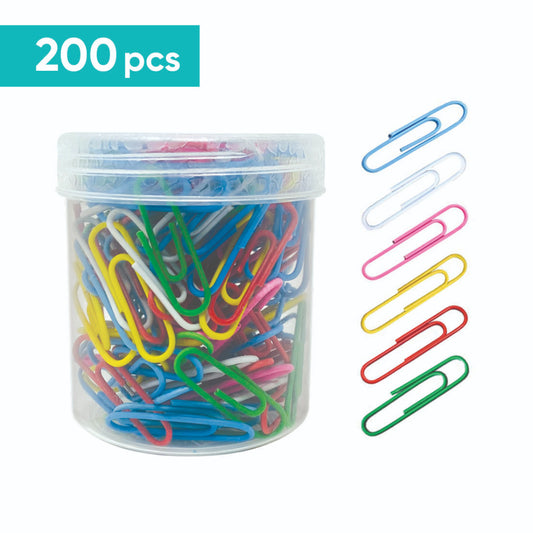 Ondesk Essentials Paper Clips, Gem Clips, U Clips (200Pieces, 75Grams, 30mm) Multi-Color, For Holding Loose Papers For School, Office & Home Use
