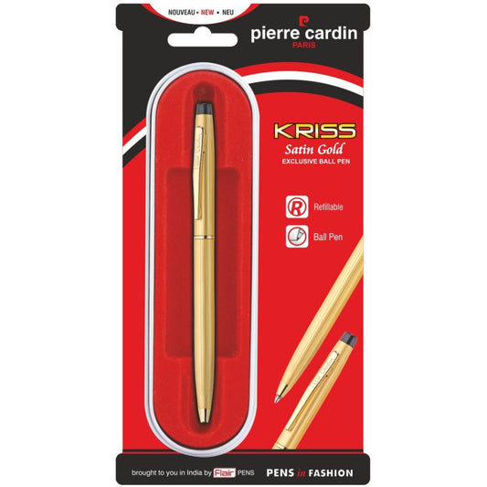 Pierre Cardin Kriss Satin Gold Finish Exclusive Ball Pen - Blue, Pack Of 1