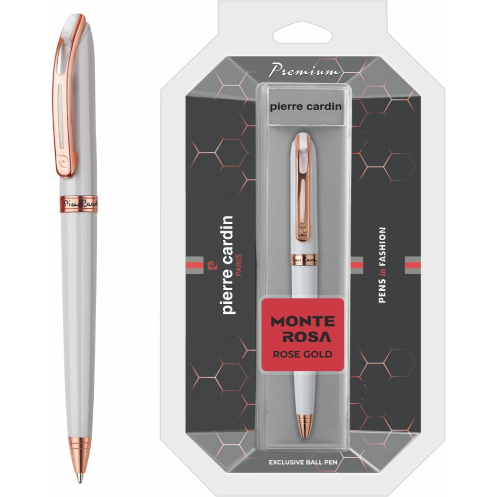 Pierre Cardin Monte Rosa Rose Gold & White Finish Exclusive Ball Pen  - Blue, Pack Of 1