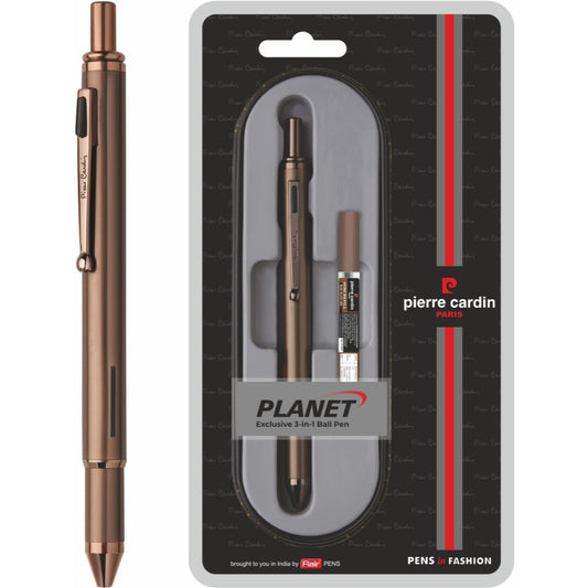 Pierre Cardin Planet Exclusive 3 In 1 Ball Pen  -  Blue, Black & Red, Pack Of 1