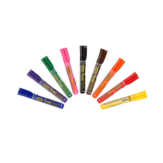 Pentel N450 4.0mm Permanent Marker - Multicolour Ink, Pack of 9