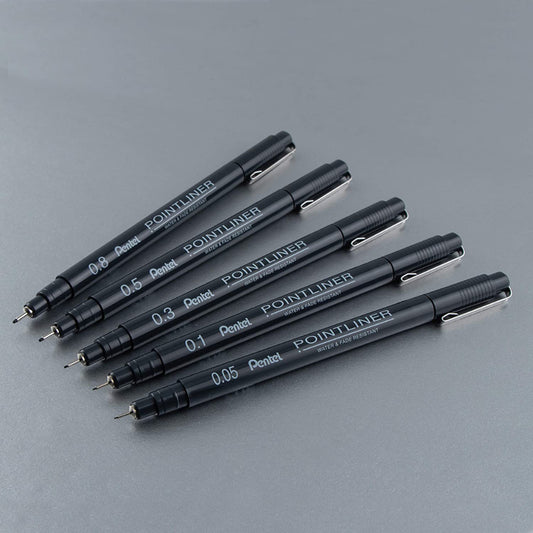 Pentel S20P Pointliner Drawing Pen - Black Ink, Pack of 5
