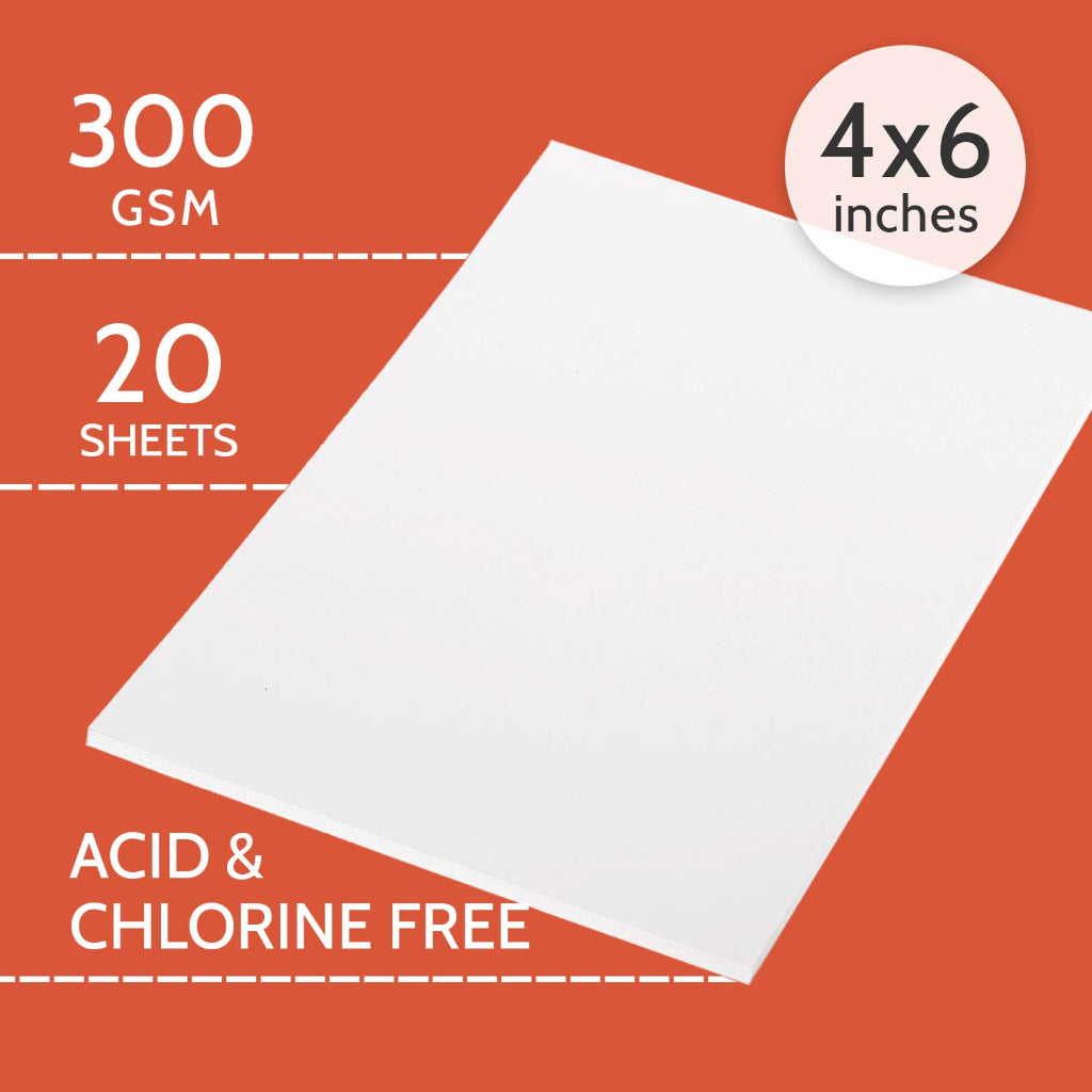 Paper Pep Artists' Acrylic Paint Paper 300Gsm Cold Pressed 10.16 Cm X 15.24 Cm (4"X6") Pack Of 40