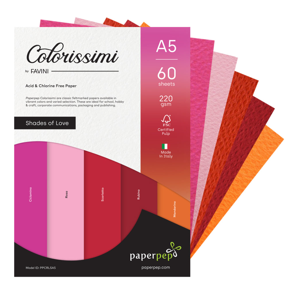 Paper Pep Colorissimi Card Stock 220Gsm A5 Shades Of Love Pack Of 60 Sheets