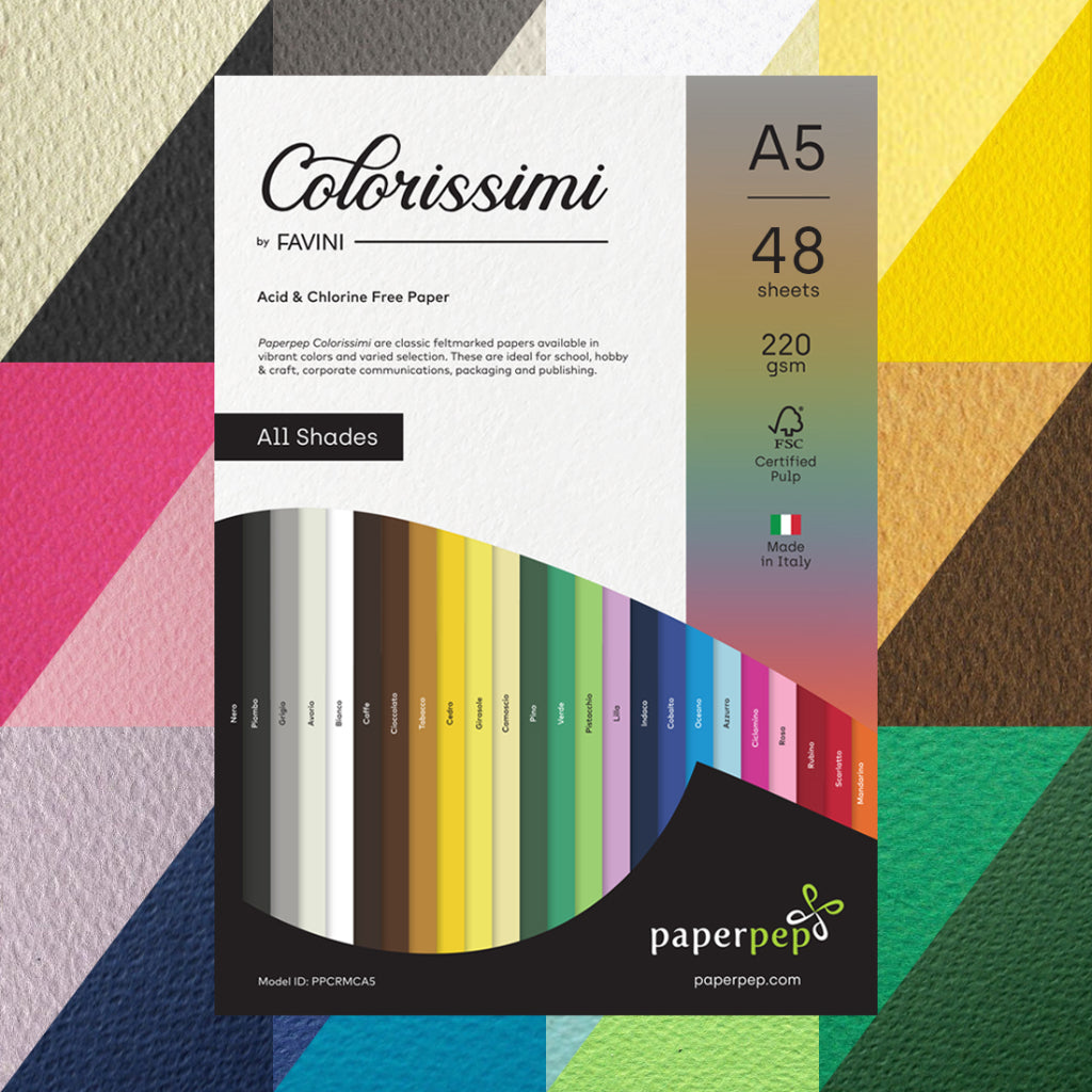 Paper Pep Colorissimi Card Stock 220Gsm A5 Multicolor Shades Assorted Pack Of 48 Sheets