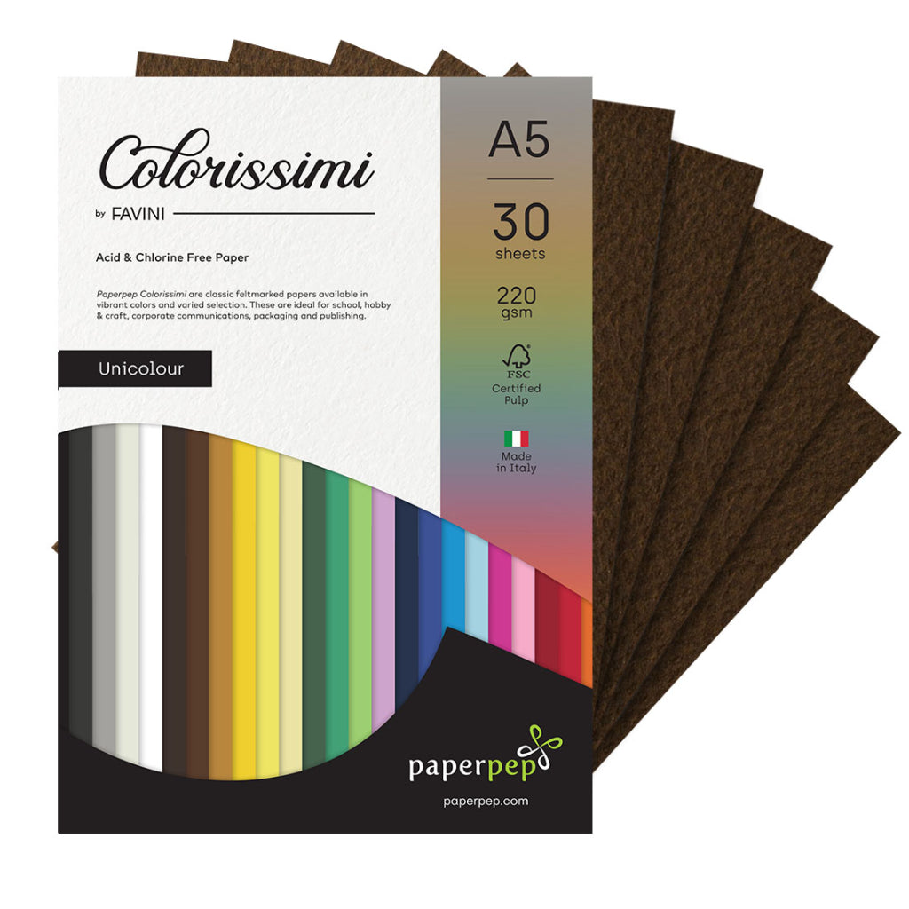 Paper Pep Colorissimi Card Stock 220Gsm A5 Caffe (Brown) Unicolor Of 30 Sheets