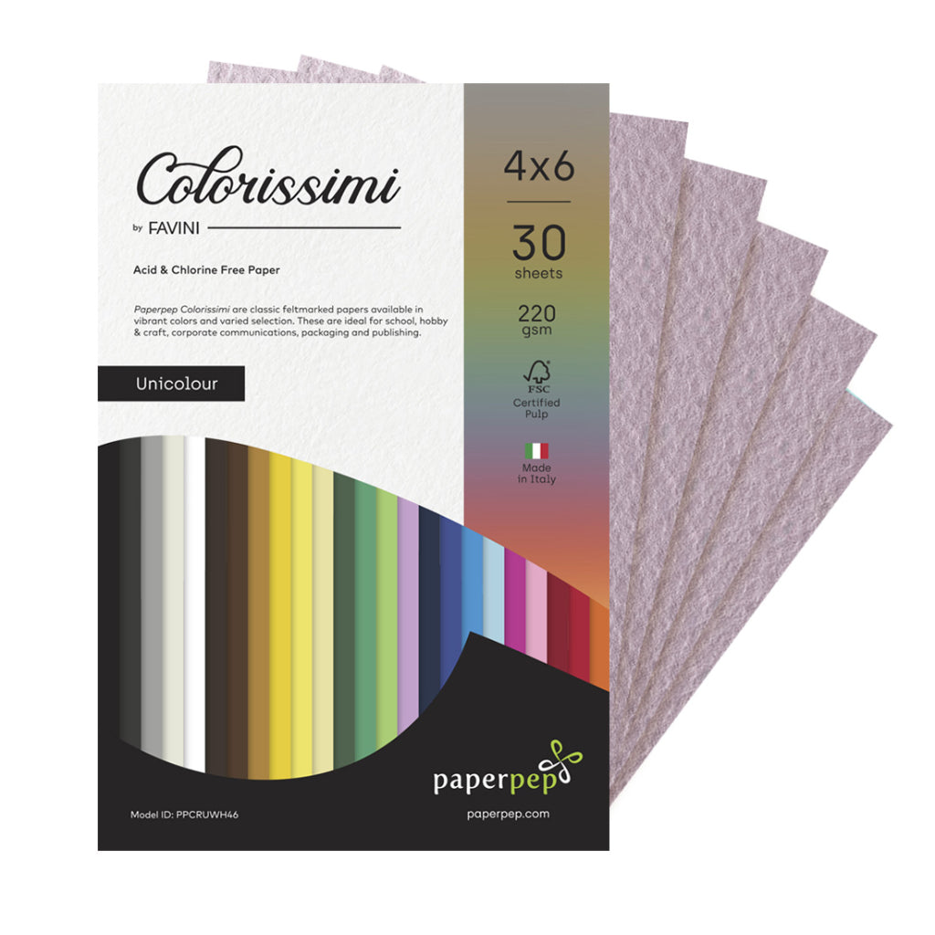 Paper Pep Colorissimi Card Stock 220Gsm 4"X6" Lilla (Lavender) Unicolor Pack Of 30 Sheets