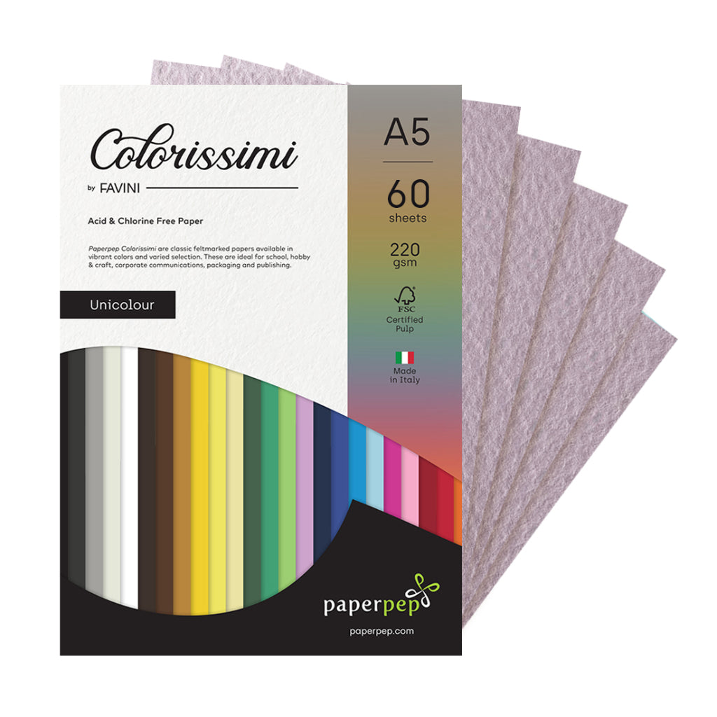 Paper Pep Colorissimi Card Stock 220Gsm A5 Lilla (Lavender) Unicolor Pack Of 60 Sheets