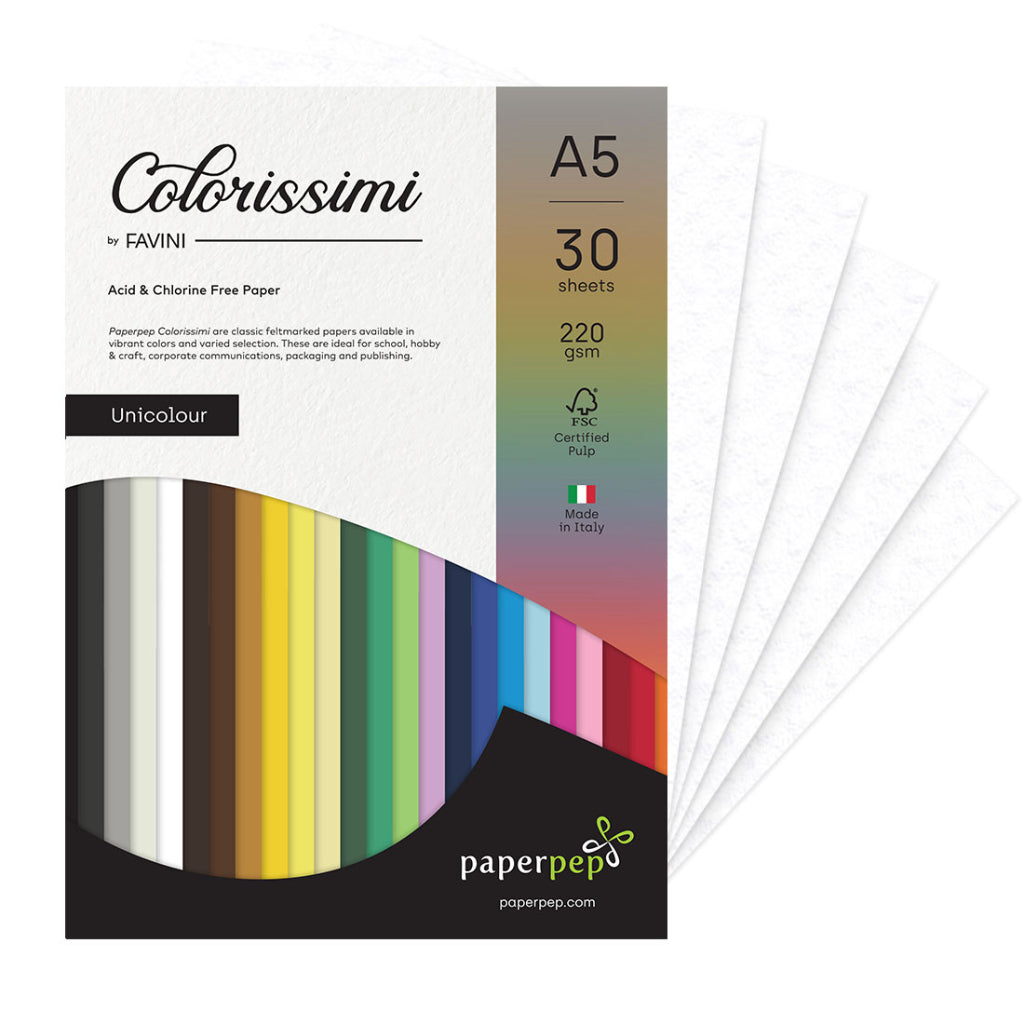 Premium 220Gsm A5 White Card Stock: Paper Pep Colorissimi - 30 Sheets