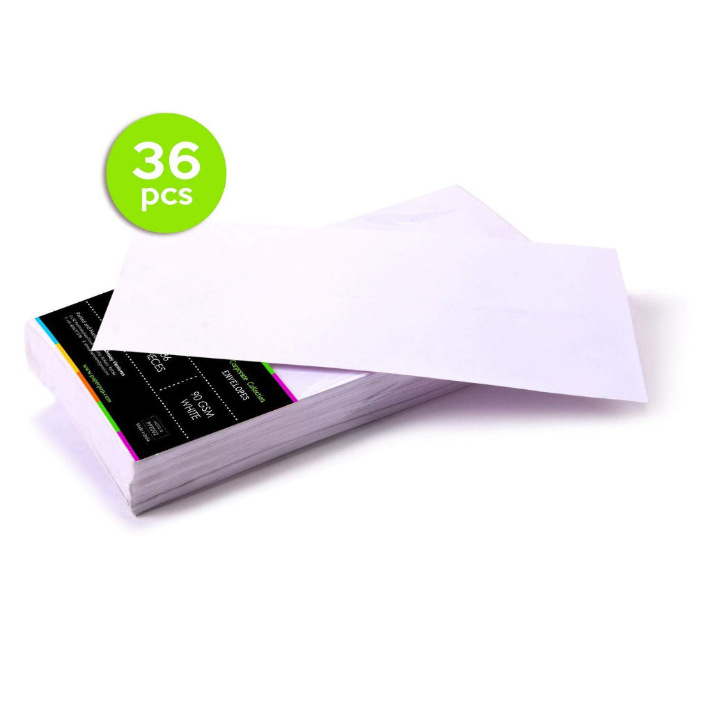 Paper Pep White Envelopes 90Gsm 10"X4.5" (Pack Of 36Pcs)