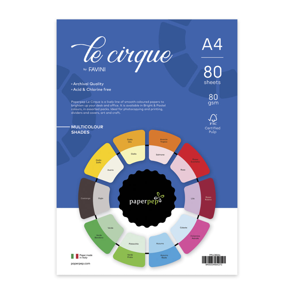Paper Pep Le Cirque Colour Sheets 80Gsm A4 Multicolor Shades Assorted Pack Of 80 Sheets