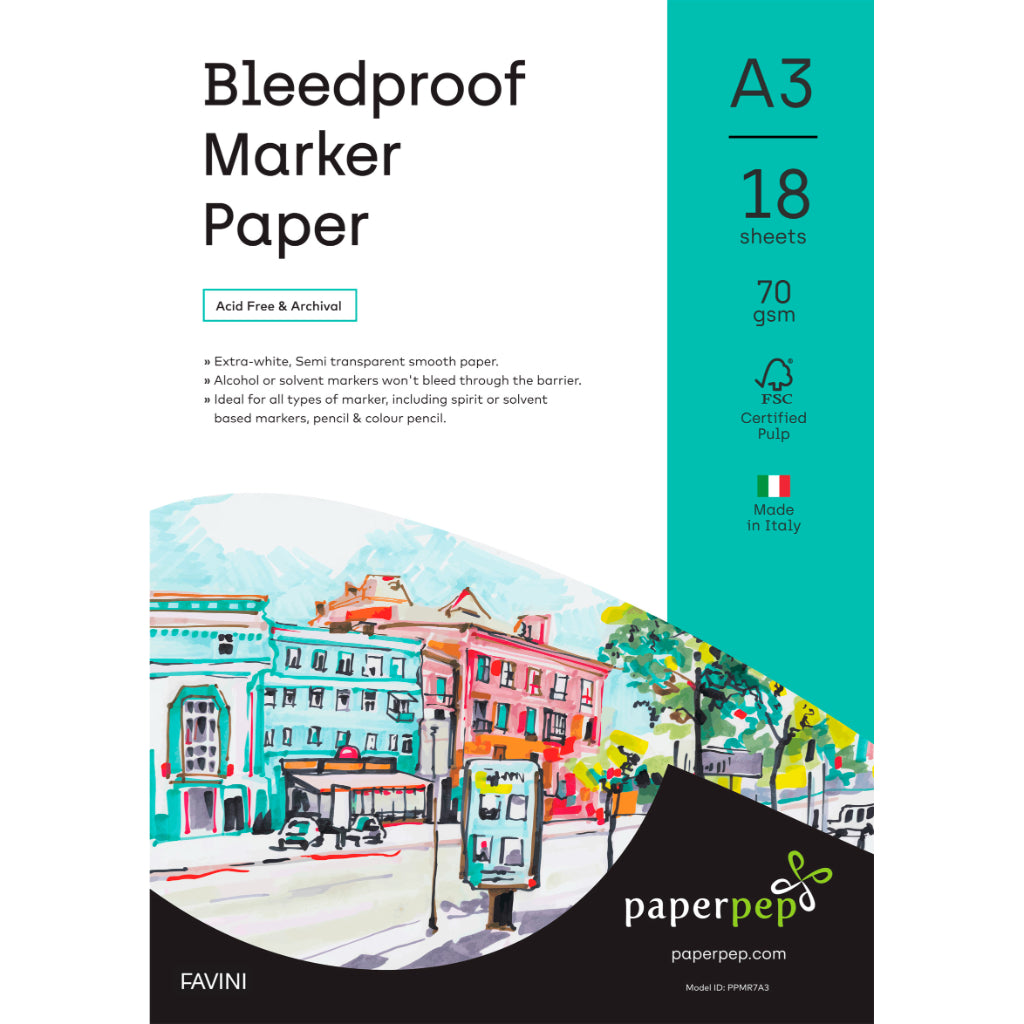 Paper Pep Bleedproof Marker Paper 70Gsm A3 Pack Of 18