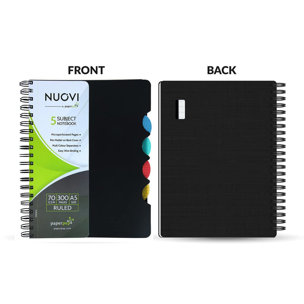 Paper Pep Nouvi 5 Subjects Single Ruled 70Gsm 300 Pages A5 Notebook