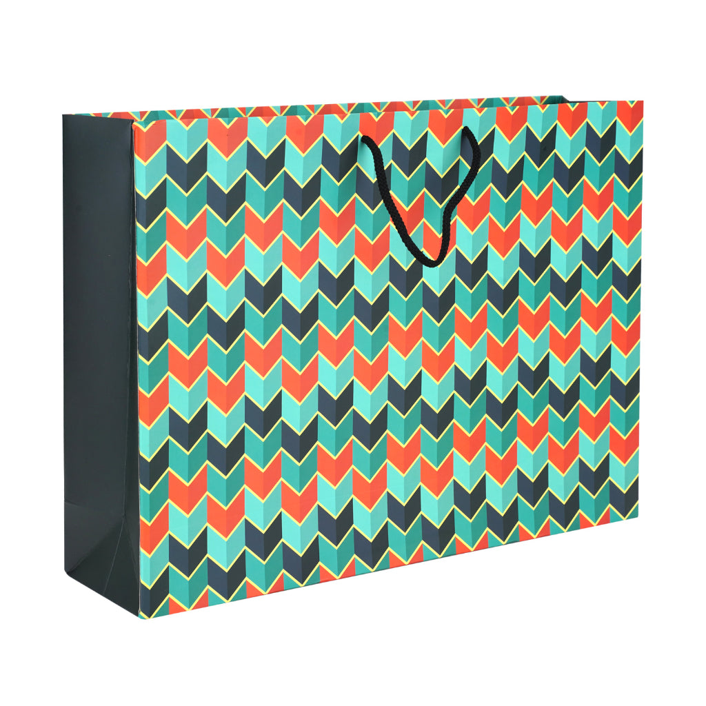 PaperPep Green Arrow Print 17"X4.75"X12.5" Gift Paper Bag Pack of 3