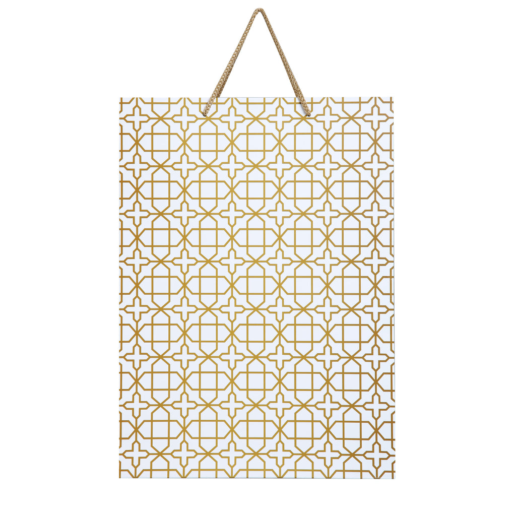 Paperpep Golden Print 12"X4.75"X17.5" Gift Paper Bag Pack Of 3